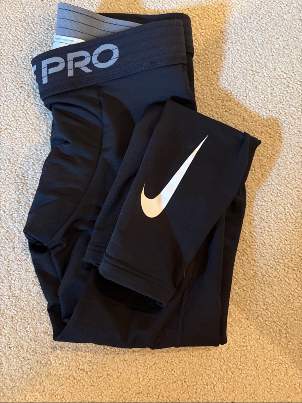 Nike Black PRO Kids' Compression Leggings with White Swoosh